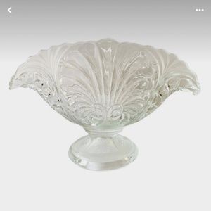 Vintage Mid-Century Frosted Crystal Centerpiece Bowl